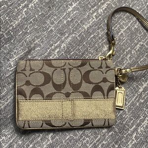 Coach Wristlet Brown and Gold